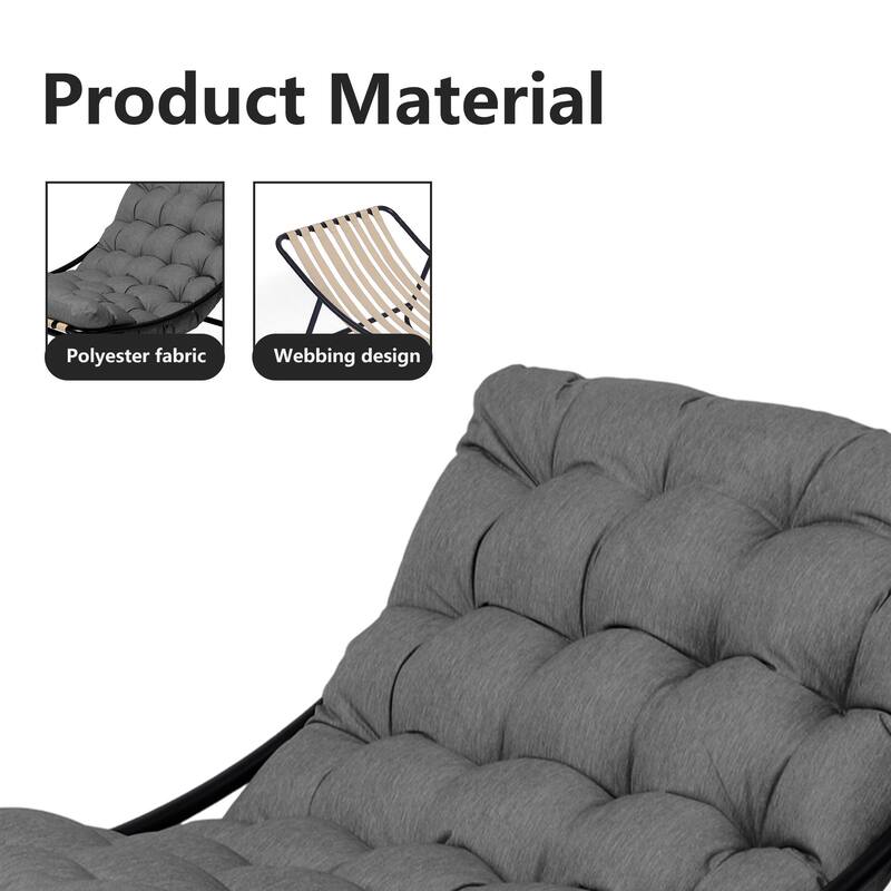 Outdoor Patio Scoop Rocking Lounge Chair with Cushions
