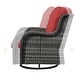 preview thumbnail 49 of 110, Pocassy 3-Piece Outdoor Swivel Bistro Set, Wicker Rocking Chairs