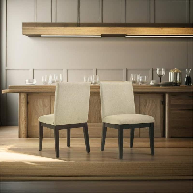Contemporary Solid Wood Dining Chairs Set of 2 - Black