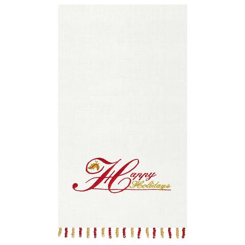 Happy Holidays Beaded Decorative Guest Towel