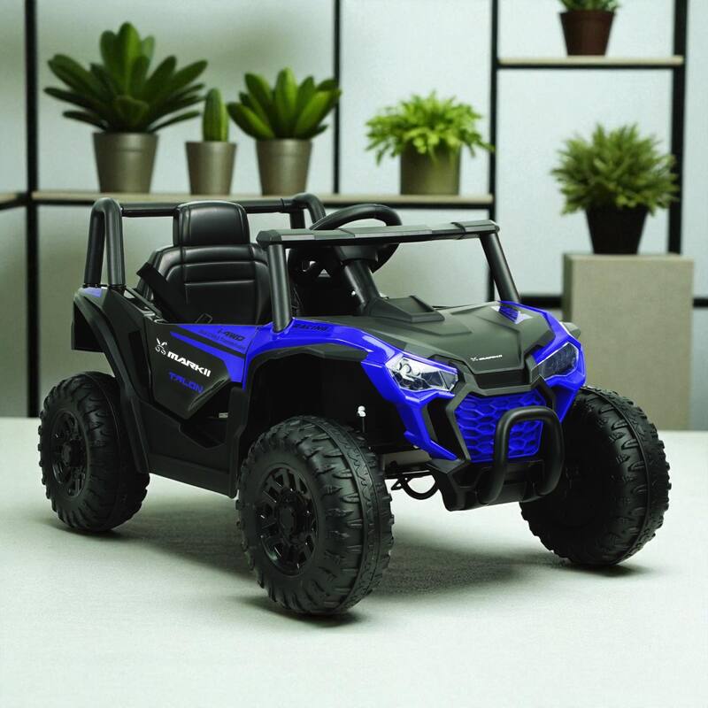 12V Electric Ride-On UTV Car for Kids with Remote Control, LED Lights, Music Player, 3-6 Years - Blue