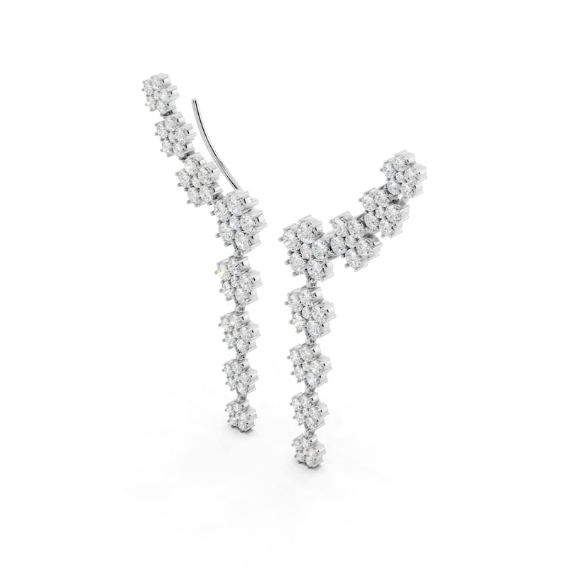 Auriya 14k Gold 6 1/4ctw Lab Grown Nature's Inspired Diamond Climber Earrings (E-F VS)