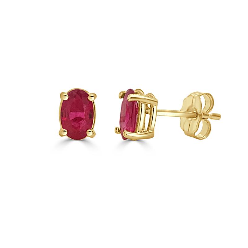 Joelle Collection Ruby Oval Stud Earrings 14K Yellow Gold s Ruby Earrings