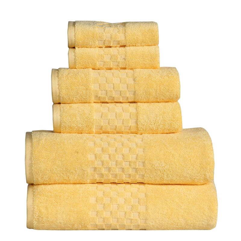 Luxurious Absorbent 650 GSM Combed Cotton 6-piece Towel Set - Yellow