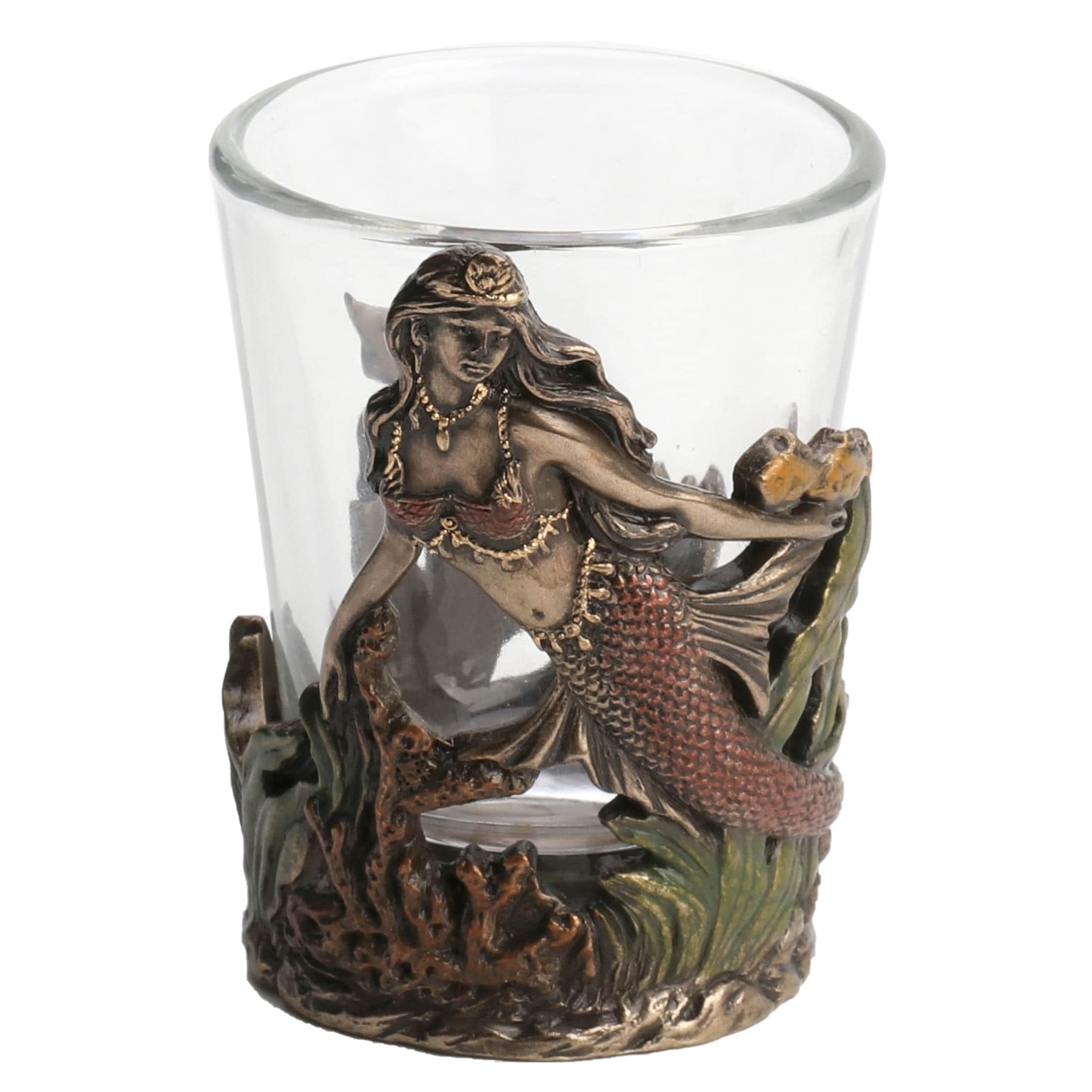 2.76 in H Mermaid Shot Glass, Poly Resin