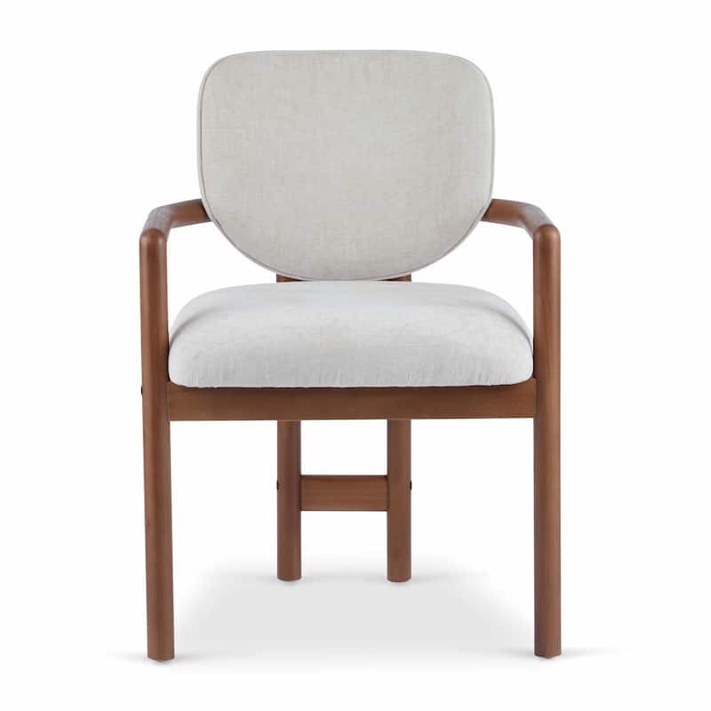 Set of 2 Upholstered Arm Chairs with Rubber Wood Accent Legs