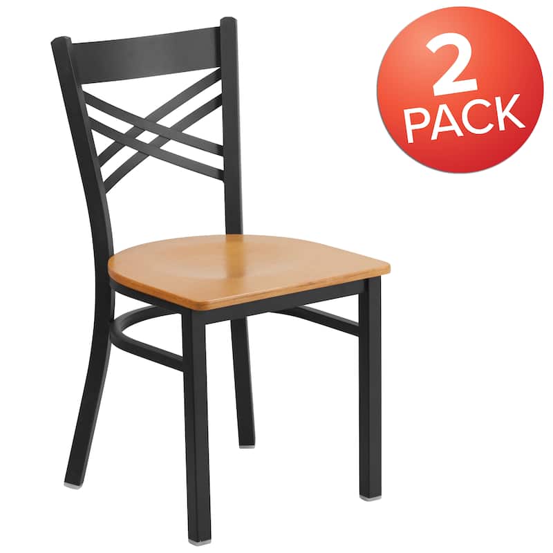 Steel X-back Restaurant Chair (Set of 2) - 16.5"W x 17"D x 32.25"H