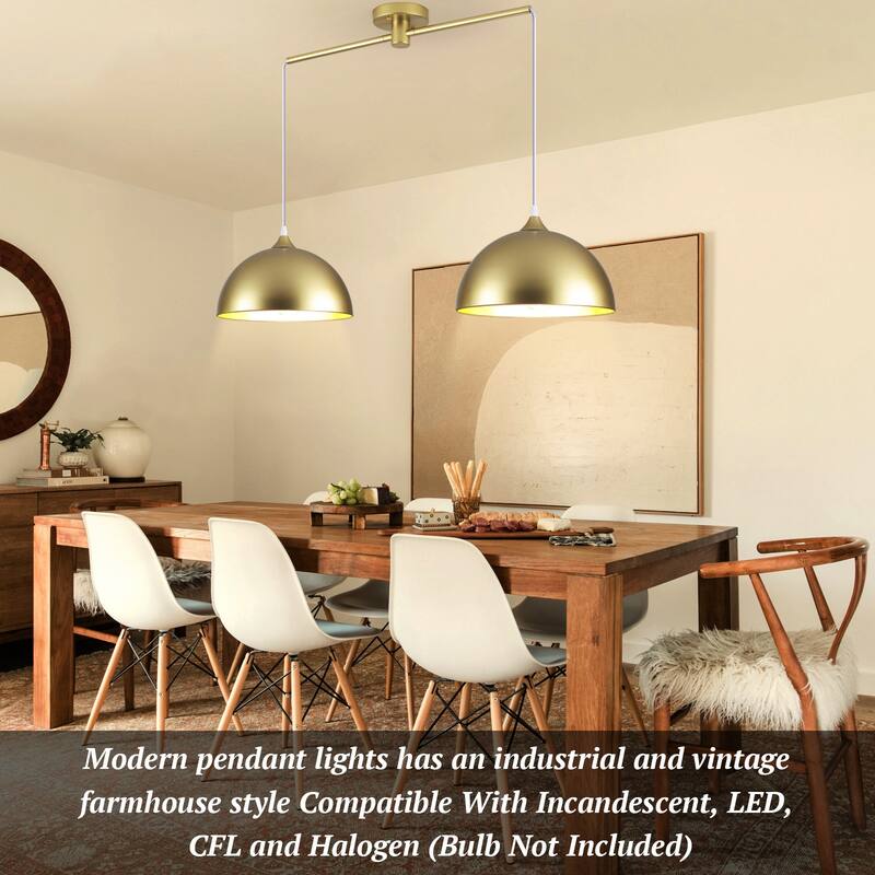 34.64inch 2 Lights Modern Simple Design Pendant with Metal Shade for Living Room Kitchen Island