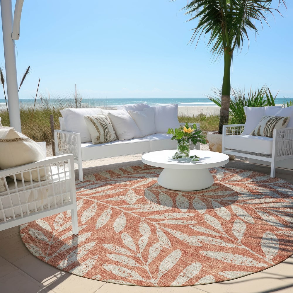 Machine Washable Indoor/ Outdoor Chantille Palm Rug