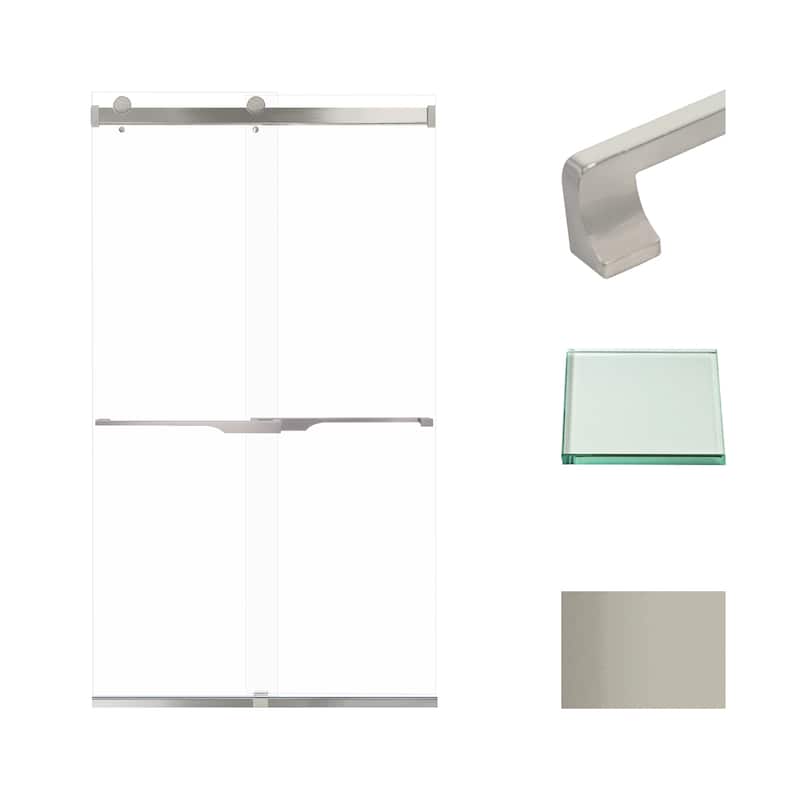 Brianna 48 in. W x 80 in. H By-Pass Frameless Shower Door with Clear Glass - 44-48-in W x 80-in H
