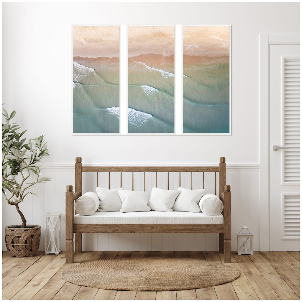 Kate and Laurel Layers of Water 3 Piece Framed Canvas Wall Art Set by Emiko and Mark Franzen F2 Images