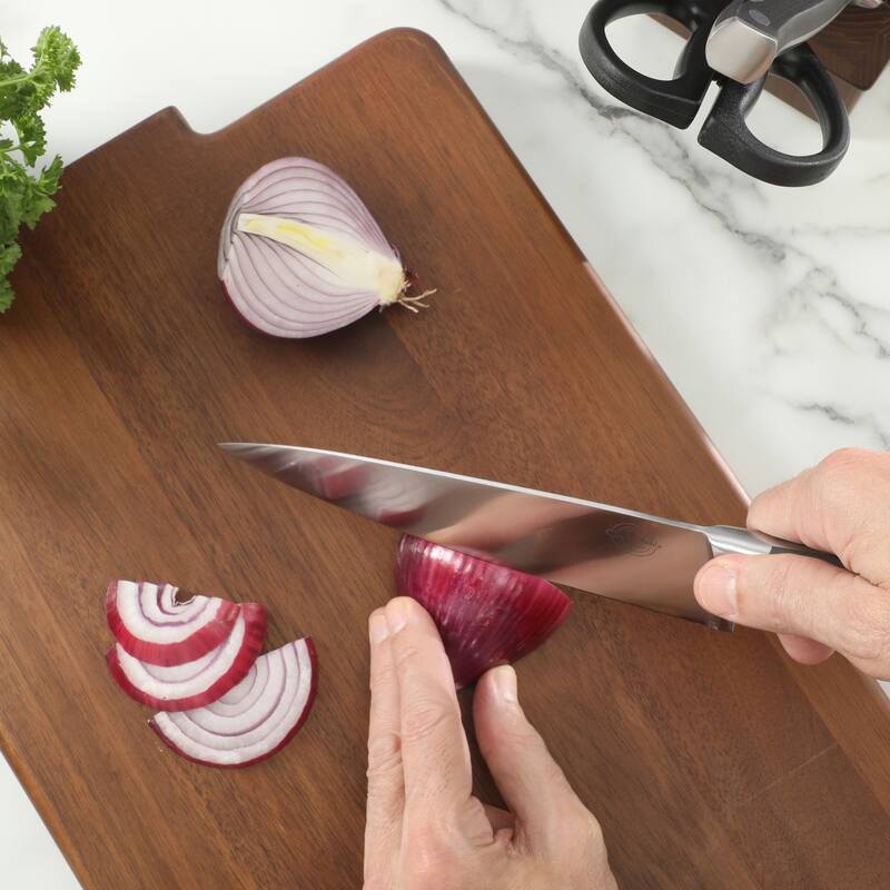 Sur La Table Kitchen Essentials High-Carbon German Steel 7 Piece Forged Cutlery Kitchen Knife Block Set W/ Ashwood Block