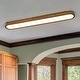 preview thumbnail 1 of 11, Scandinavian Walnut Wood Long Oval Dimmable LED Flush Mount - 37.4 Inches 37.4 Inches