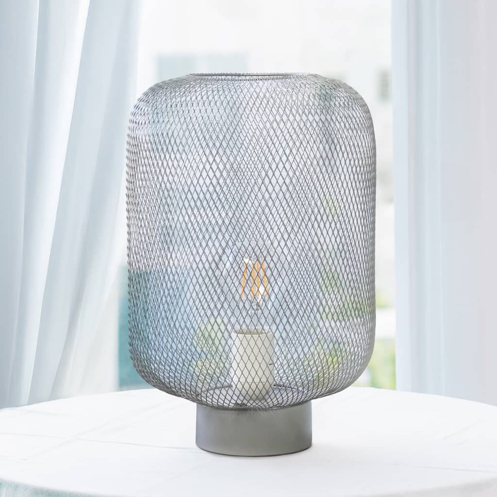 Metal Mesh Wire Table Lamp - 11.75" - Gray