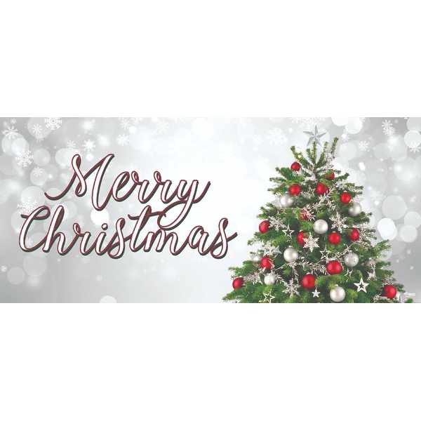 7' x 16' White Green Merry Christmas Christmas Car Garage Door Banner