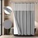 preview thumbnail 11 of 12, Slub Linen Texture Shower Curtain with Snap-in Liner 12 Hooks Included