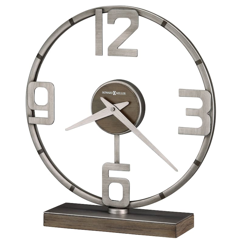 Howard Miller Hollis Modern Silver Metal & Wood Mantel Accent Clock - 15-inches Wide