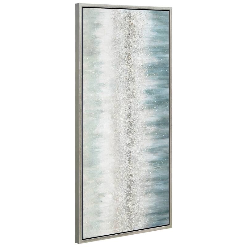 Silver Mist Textured Glitter Hand Painted Framed Canvas Wall Art