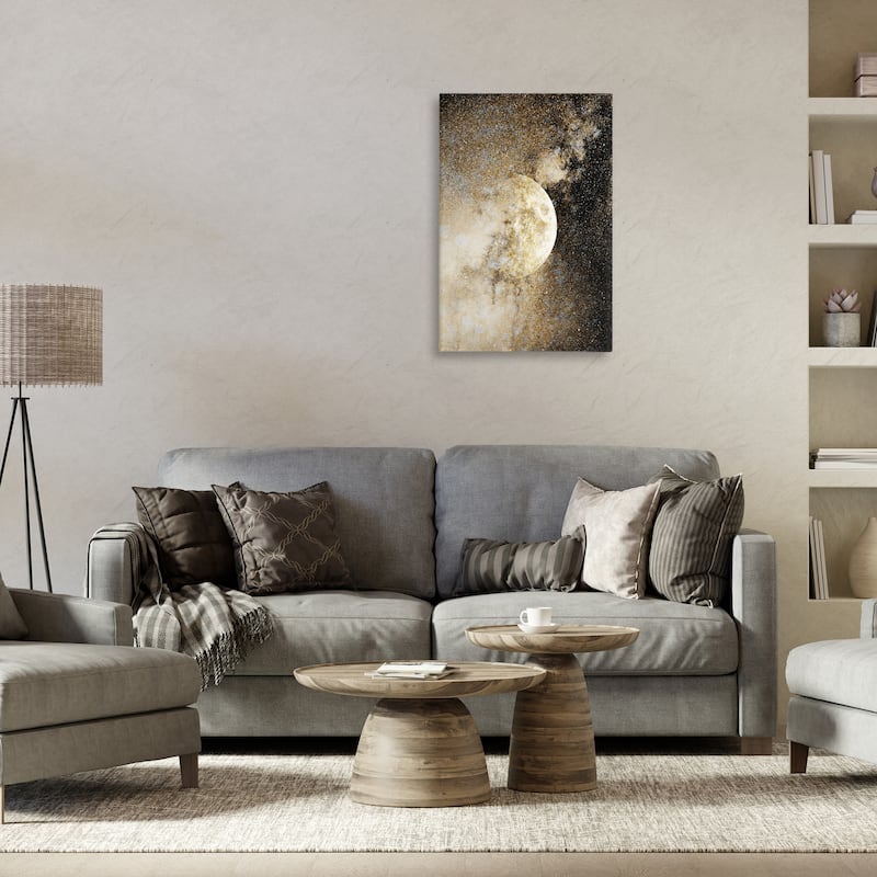 Stupell Starry Nebula Full Moon Canvas Wall Art Design By Gemma Bardot