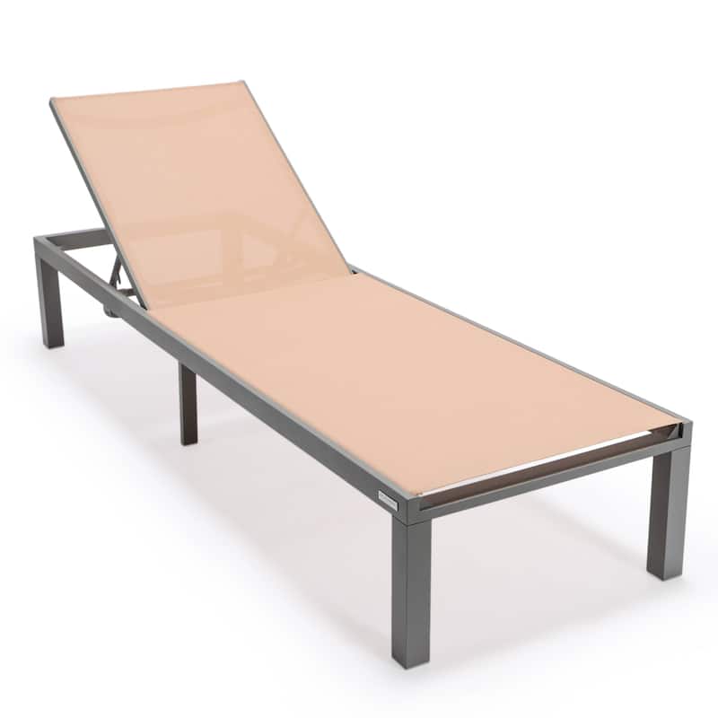 Aluminum Beach Pool Sun Lounge Chair Sling Mesh Fabric Reclining Stackable Lounger Chair - Light Brown