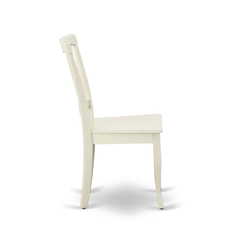 East West Furniture Dining Room Table Set- a Round Kitchen Table and Wooden Seat Dining Chairs, Linen White (Pieces Options)