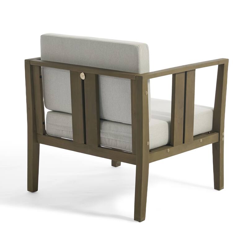 Uixe 3-piece Teak Solid Wood Outdoor Arm Chairs with Side Table Set