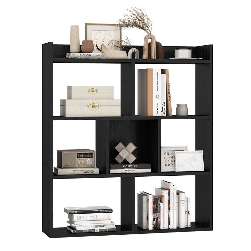 Costway 1/2 PCS 7-cube Bookcase Open Storage Shelf with Anti-tipping - See Details - Black-1 PCS
