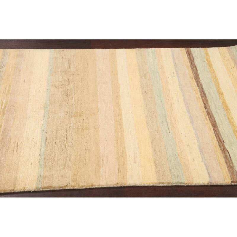 Contemporary Striped Gabbeh Kashkoli Wool Area Rug Hand-knotted Carpet - 3'1" x 5'2"
