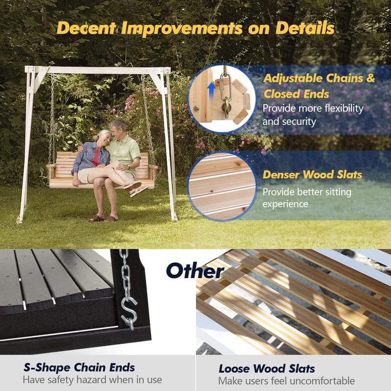 3-person Wood Porch Swing