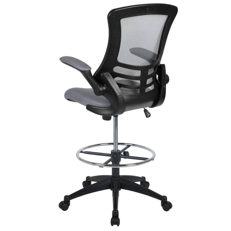 Mid-Back Ergonomic Drafting Chair with Adjustable Foot Ring and Flip-Up Arms