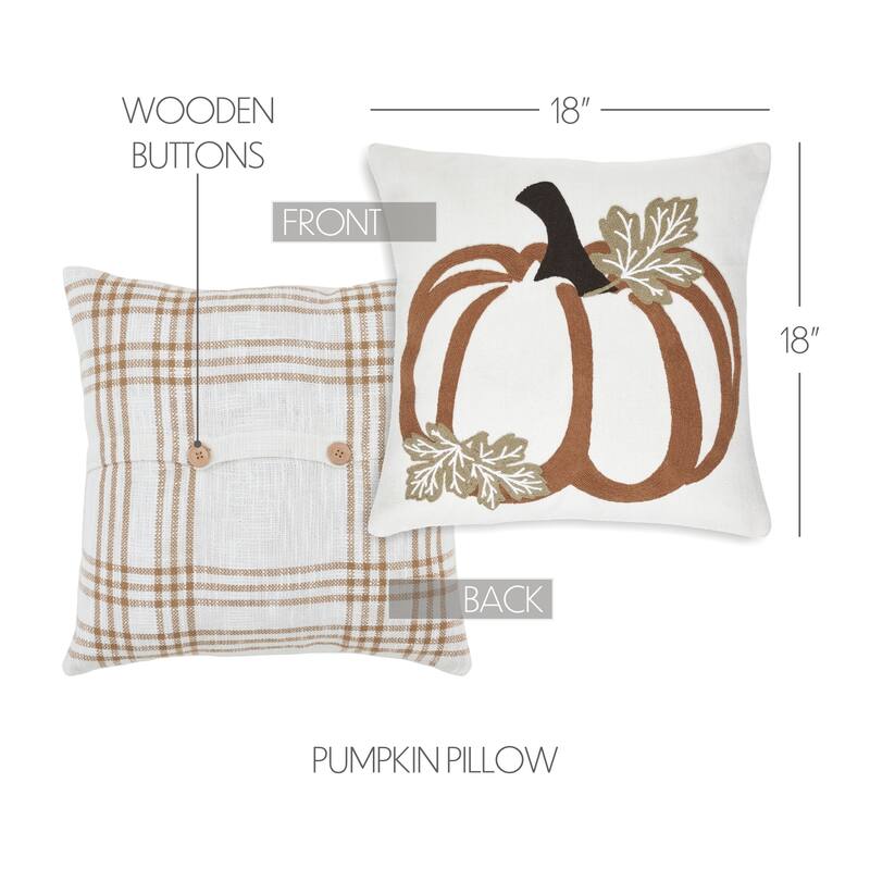 Wheat Plaid Pumpkin Pillow 18x18