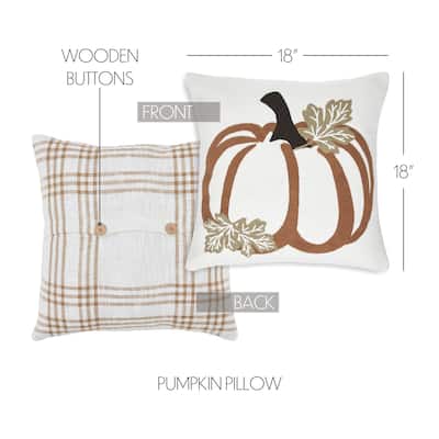 Wheat Plaid Pumpkin Pillow 18x18