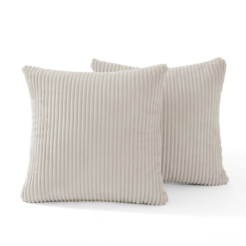 Set of 2 Modern Square Corduroy Accent Throw Pillow - 16.8"×16.8" - Sea Salt Grey