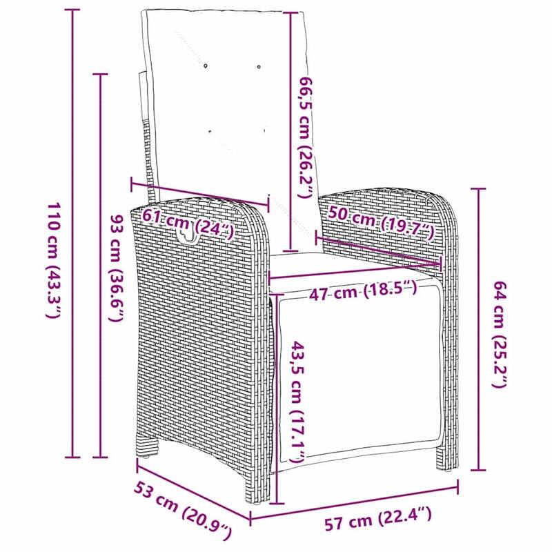 vidaXL Garden Dining Set with Cushion Poly Rattan