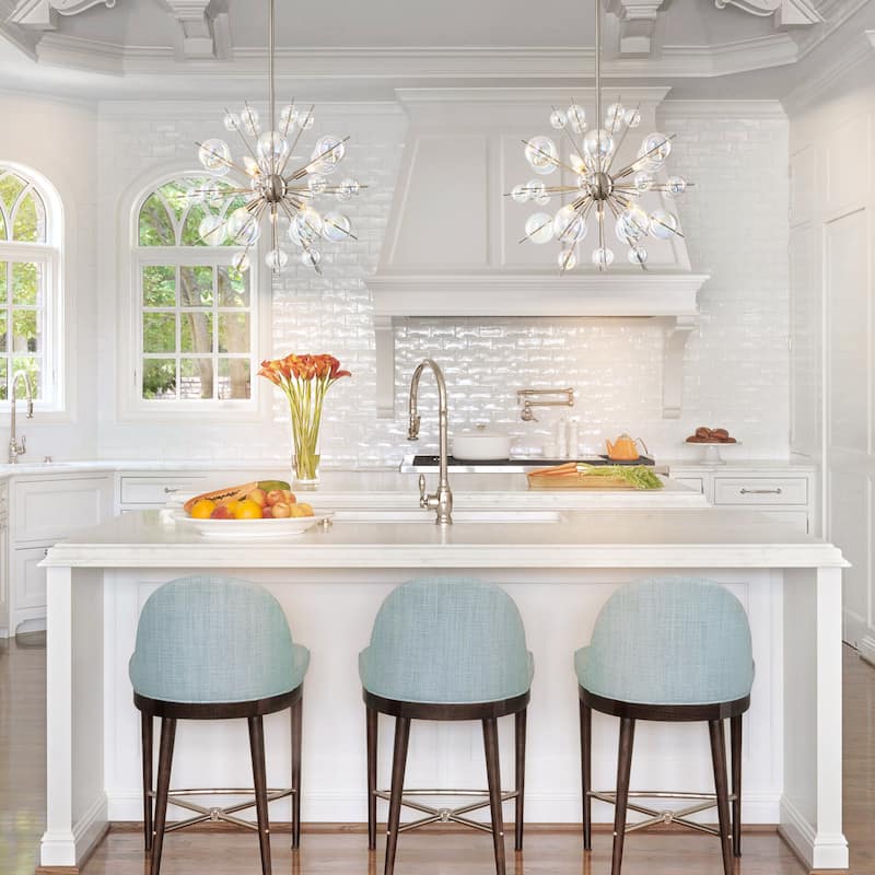 6-Light Sputnik Style Metal & Glass Chandelier with Colorful Glass Balls for Living Room - 6 Light