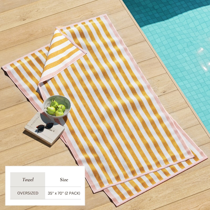 Linery & Co. Oversized Cotton Stripe Beach Towel