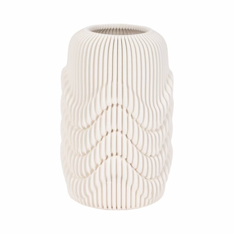 Porcelain 3D Printed Textured Vase - Ivory/Beige