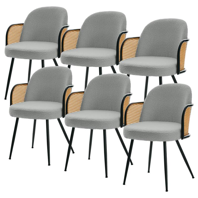 Upholstered Rattan Dining Chairs Set of 2, Arm Side Chair - 21.8" W x 24.2" D x 33" H