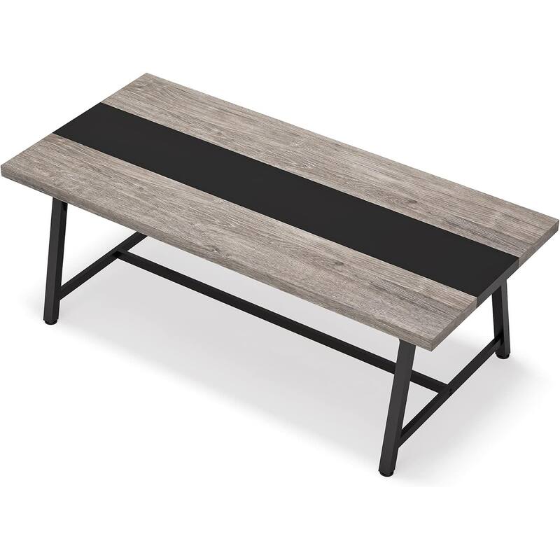 70", Modern Rectangular Conference Table for 6-8 People, Grey & Black
