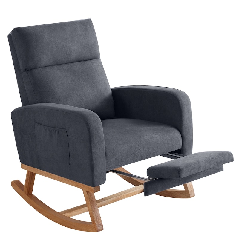 HOMYKA Rocking Chair for Nursery with Footrest - Dark Gray-YM