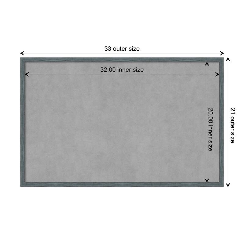 Amanti Art Dixie Blue Grey Rustic Narrow Framed Magnetic Board - Board Size 32x20