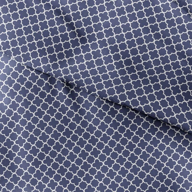 Becky Cameron Quatrefoil 3-piece Duvet Cover Set - Navy - Twin