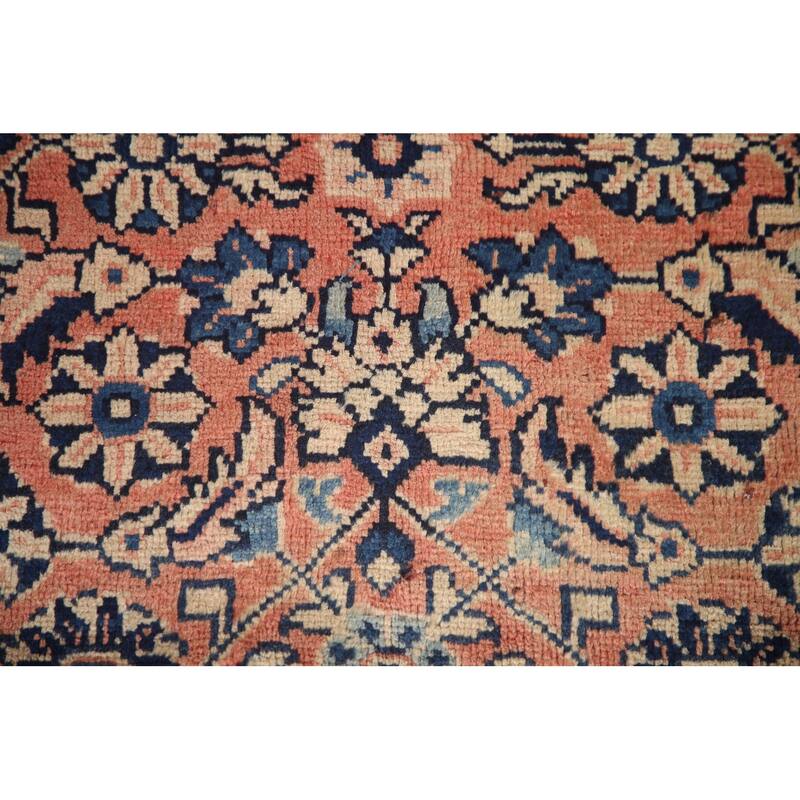 Hand Knotted Oriental 100% Wool Carpet Traditional All-Over Coral Mahal Area Rug - 10' 4'' X 4' 7''