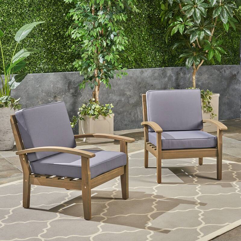 Roomfitters Outdoor Club Chair with Cushions, Durable Acacia Wood Frame and Weather-Resistant Seating