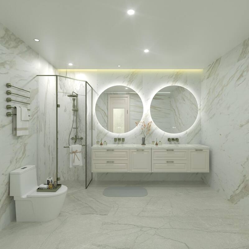 KIOTEE Round Backlit LED Lighted Anti-Fog Bathroom Vanity Mirror with ETL and 3-Year Warranty