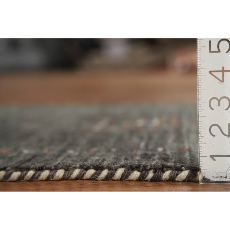 Oriental Grey Tribal Gabbeh Indian Rug Hand-Knotted Wool Carpet - 2'6" x 5'6"