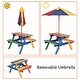 preview thumbnail 9 of 8, 4 Seat Outdoor Kids Picnic Table Bench Set with Removable Umbrella