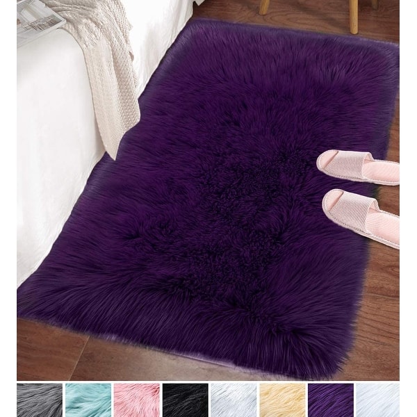Shop Lochas Ultra Soft Cozy Fluffy Rugs Sheepskin Area Rug Overstock 31600757 2 X 3 Feet Purple