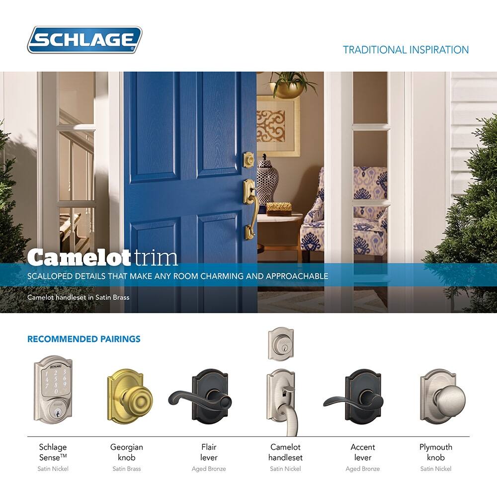 Schlage Siena Privacy Door Knob Set with Decorative Camelot Trim