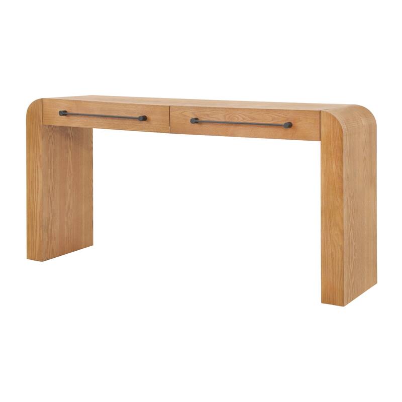 Christopher Knight Home - Astra Modern Ash Veneer Console Table with 2 Drawers and Metal Handles